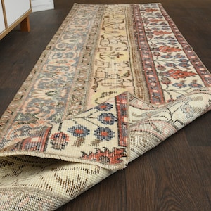 2x8 Gray beige rug, Handmade Turkish rug, Vintage rug, Patchwork rug, Oushak rug, 2x8 Rug, Kitchen rug, Runner rug, Hallway rug, 2.3x8.0 Ft