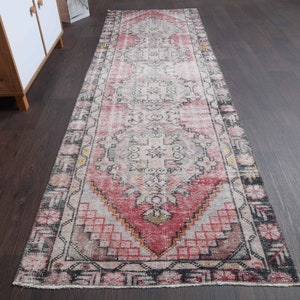 2.9x9.3 Ft Handmade Turkish rug runner, Vintage runner rug, Oushak runner, Bohemian rug runner, Kitchen rug, Hallway rug, 3x9 Rug, Gift rug