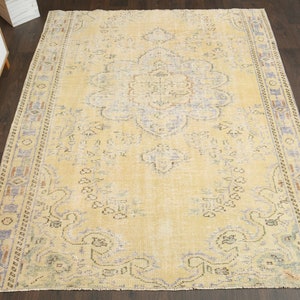 6x8 Orange blue Turkish rug, Handmade One of a kind, Vintage rug, Oushak rug, Orange blue rug, Bohemian rug, Area rug, Home decor, Large rug