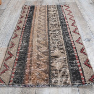 1.3x2.5 Ft Turkish small rug, Vintage rug, Front mat, Entryway rug, Door mat, Bath mat, Wool bedside rug, Kitchen throw rug, 1x2 Rug, Carpet