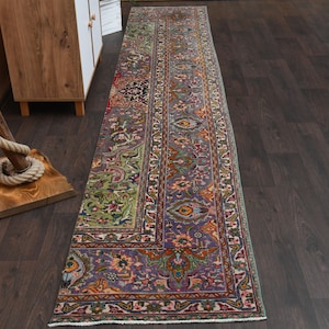 2x12 Vintage rug, Turkish rug, Oushak rug, Wool rug, Hallway rug, Anatolian rug, Entryway rug, Kitchen rug, 2x12 Runner rug, 2.3x12.5 Ft
