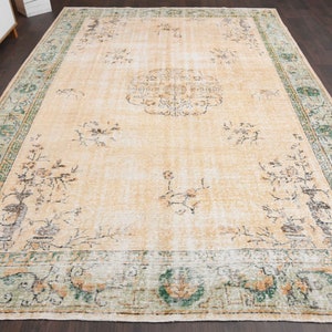 7.3x10.6 Ft Handmade Turkish area rug, Anatolian carpet, Vintage oversize rug, Oushak area rug, Living room rug, 7x11 Rug, Oriental rug