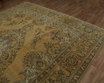 10x13 Vintage Persian Rug, Coral Color Rug, Oversized Area Rug, Wool rug, Handmade rug, Rustic Oriental Carpet, Bohemian Rug, 9.9x12.6 ft