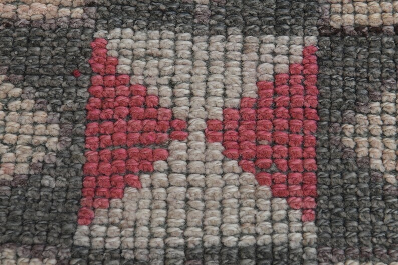 3x10 Pink Gray Vintage Rug, Handmade Oushak Wool Rug, Turkish Rug