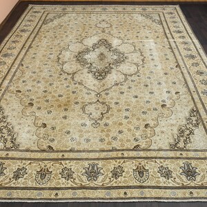 9.9x12.8 Ft Vintage area rug, Turkish area rug, Oversized rug, Oushak area rug, Decorative rug, Living Room Rug, 10x13 Area Rug, Wool rug