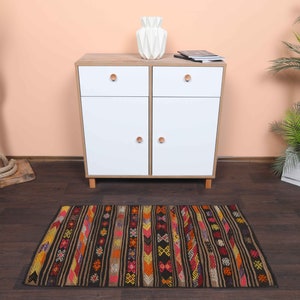 2.2x4.2 Ft Handmade small rug, Vintage Turkish rug, Bath mat, Bathroom rug, Kitchen throw carpet, Door mat, 2x4 Laundry rug, Entryway rug