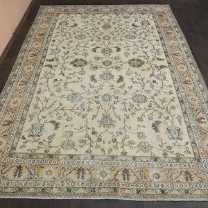 7.0x10.4 ft Turkish area rug, Oushak rug, Bohemian rug, 7x10 Area rug, Living room rug, Wool rug, Large rug, Turkish rug 7x10, Floral rug