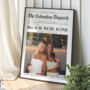 Custom Besties Newspaper Poster, Personalized Photo Poster, Friendship Wall Art, Besties Gift, Custom Friend Poster, Modern Girly Room Decor