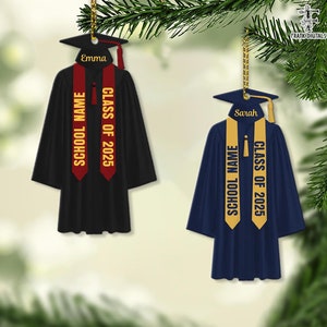 Personalized Graduation Ornament, Custom School Graduation Ornament, Graduation Gown, 2024 College Graduation Gift, Grad Gift, Class of 2024