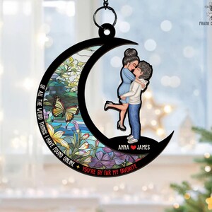 Personalized Couple Window Hanging Suncatcher, Of All The Weird Things I Have Found Online, Custom Anniversary Gift, Online Dating Ornament