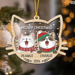 Personalized Cat Ornament, Cat Christmas Ornament, Meowy Christmas, Cat Breed Ornament, Cat Lover Gift, Cat Ornament 2024, Christmas Gift