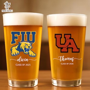 College Graduation Class Of 2025 Beer Glass, Custom University Logo Glass, Graduation Gift, Graduation Beer Glass, University Grad Gift