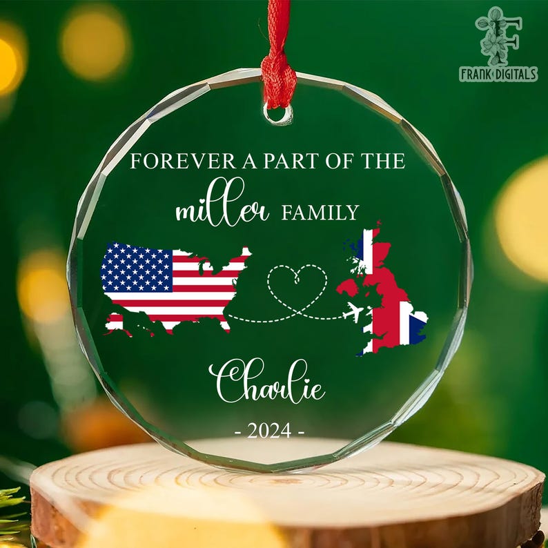 Personalized Family Long Distance Ornament, Exchange Student Ornament