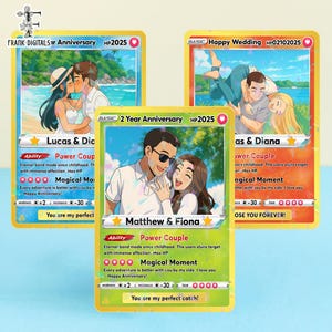 Personalized Anime Poke Acrylic Hologram Card, Custom Photo Anime Card, Gaming-Inspired Keepsake, Custom Gamer Gift, Couple Anniversary Card