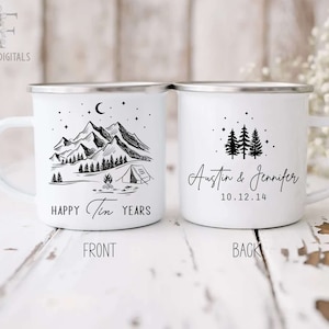 Personalized Tin Year Anniversary Mug, Wedding Shower Mug, Engagement Wedding Anniversary, Personalized 10th Wedding Celebration Cup