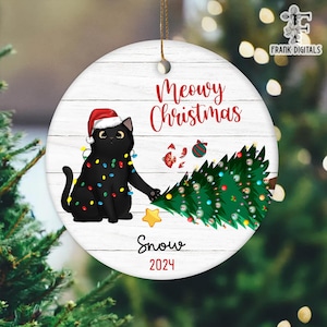 Personalized Funny Cat Ornament, Black Cat Ornament,  Funny Custom Cats Ornament, Cat Mom Gifts, Gift For Cat Lovers, Custom Pets Ornament