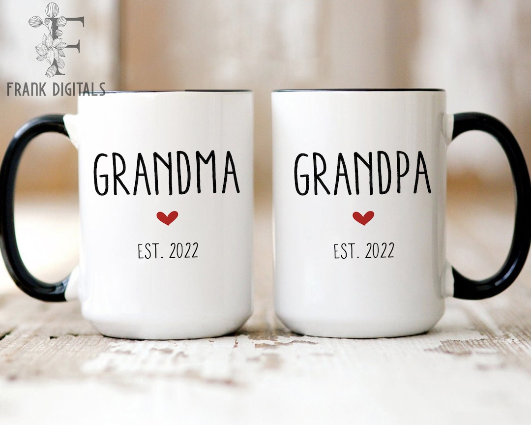 Grandma, Grandpa Mug Set Pregnancy Announcement, New Grandma Gift, New