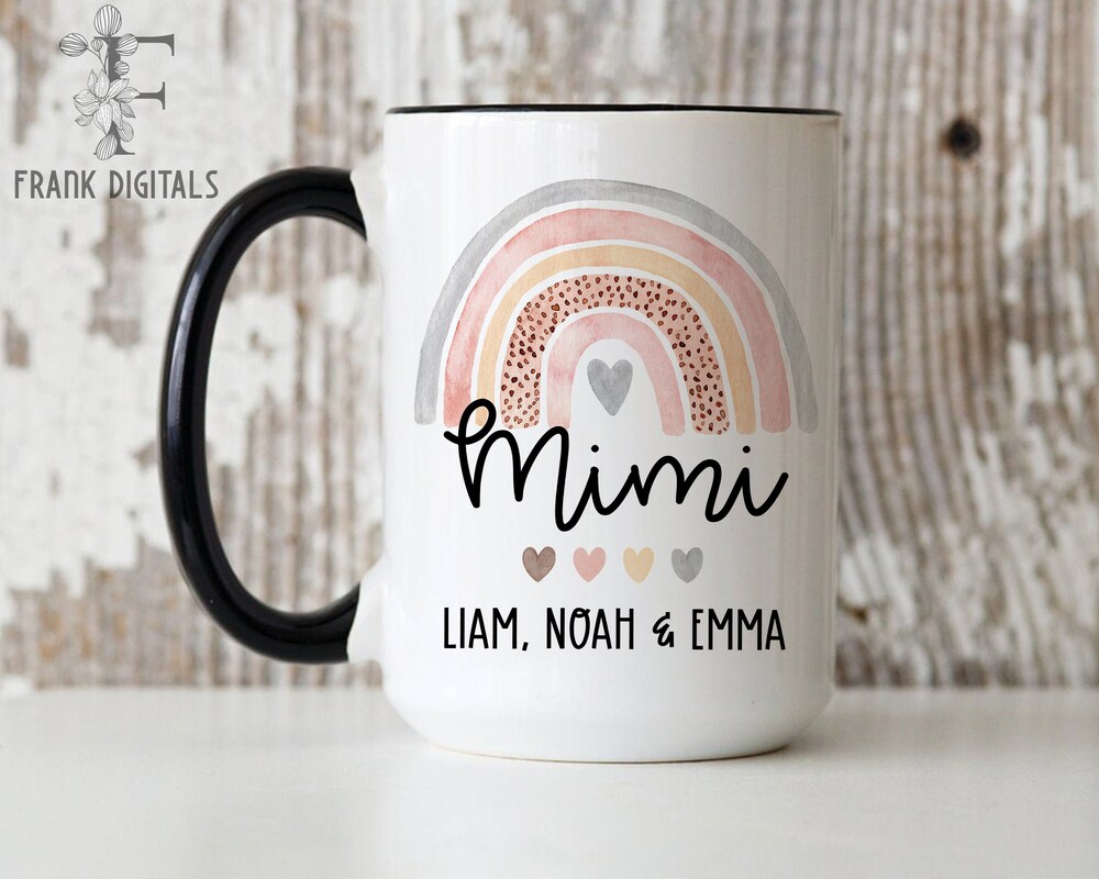 Mothers Day Mug Mimi Mug, Grandma Mug With Grandkids Names, Rainbow Grandma Mug, Worlds Best Mimi, Grandma Gift Mother'S Day Gift Gifts For Grandma Men Women Realtorgift