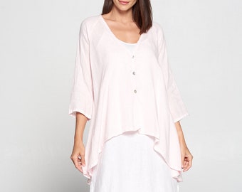 100/% Linen Square neck 34 sleeve top Breezy Natural fiber Pure Match