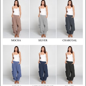 100% Linen Harem pants with big pockets / Breezy natural fiber / Match Point image 6