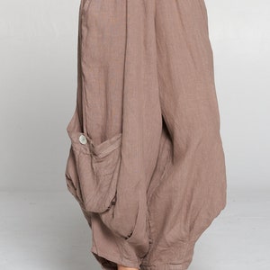 100% Linen Harem pants with big pockets / Breezy natural fiber / Match Point image 2