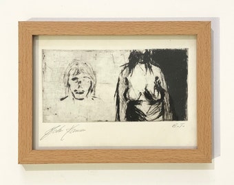 Original drypoint print from 1977 - limited edition work by John Hansen, Denmark