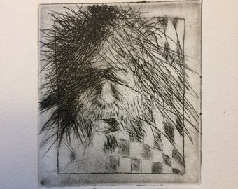 Drypoint print “Faces” from 1984 - original work by John Hansen