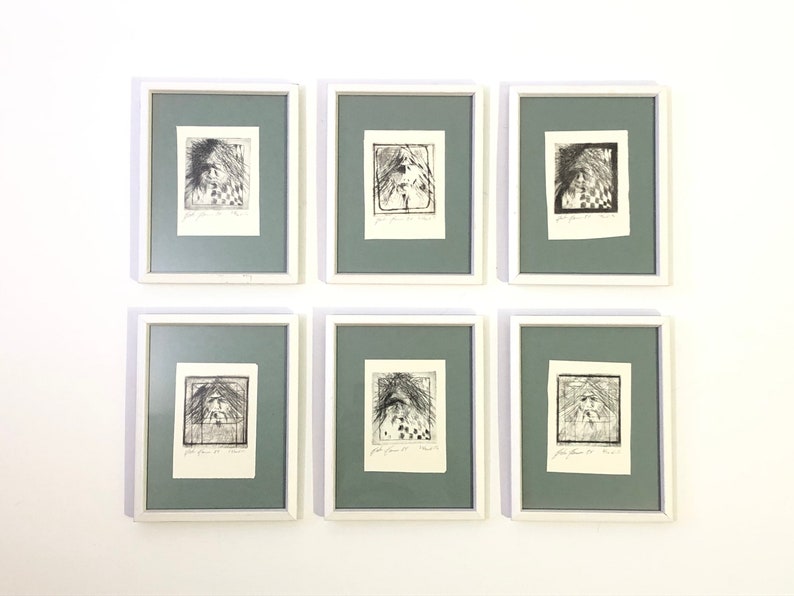 Collection of six “Faces” drypoint prints from 1984 - original w Collection of six “Faces” drypoint prints from 1984 - original w