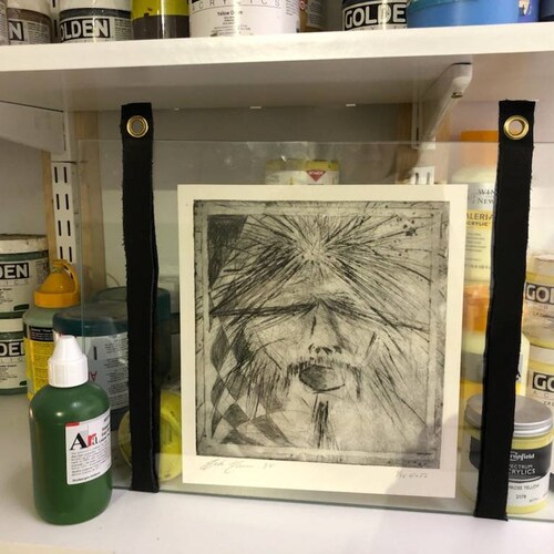 Shops Drypoint print “Faces” from 1984 - original work by John Hansen