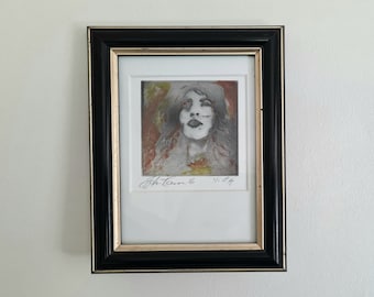 Limited edition hand coloured “Woman Gallery” framed print - by John Hansen, Denmark 2016