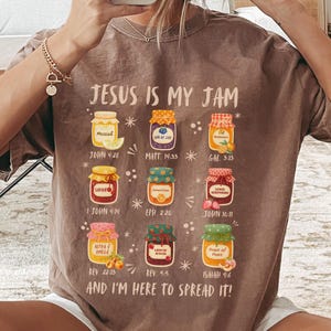 Jesus Is My Jam Tshirt, Boho Christian Shirt, Religious Tee Gift For Church Friends, Motivational T-shirt Women, Trendy Faith Christian Gift Bild 1