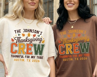 Personalized Thanksgiving Family Matching Shirts, Happy Thanksgiving Cousin Crew Tees, Friendsgiving Shirt 2026, Fall Family Reunion Shirt