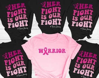 Camiseta de apoyo para el cáncer de mama, camiseta de concienciación sobre el cáncer de mama para la familia, regalos para supervivientes con lazo rosa: "Su lucha, nuestra lucha".