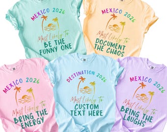 Most Likely To Funny Family Reunion Vacation Shirts, Matching Group Shirts, Beach Trip Tees, Custom Cousins Getaway Travel Tshirts