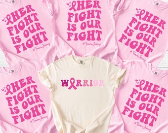 Camiseta de apoyo para el cáncer de mama, camiseta de concienciación sobre el cáncer de mama para la familia, regalos para supervivientes con lazo rosa: "Su lucha, nuestra lucha".