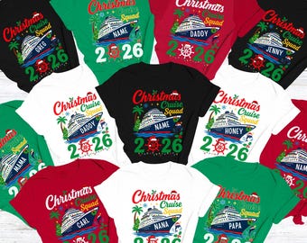 Christmas Family Cruise Shirts 2026 Cruise Gift Ideas Holiday Girls Trip Caribbean Cruise Squad Group Matching Tees Xmas Cruise Squad Tshirt