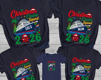 Christmas Family Cruise Shirts 2026 Cruise Gift Ideas Holiday Girls Trip Caribbean Cruise Squad Group Matching Tees Xmas Cruise Squad Tshirt