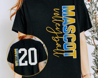 Custom Volleyball Shirt: Front & Back Volleyball Mom Shirt, Personalized Volleyball Cheer Matching Shirts, High School Mascot Tshirt Gift