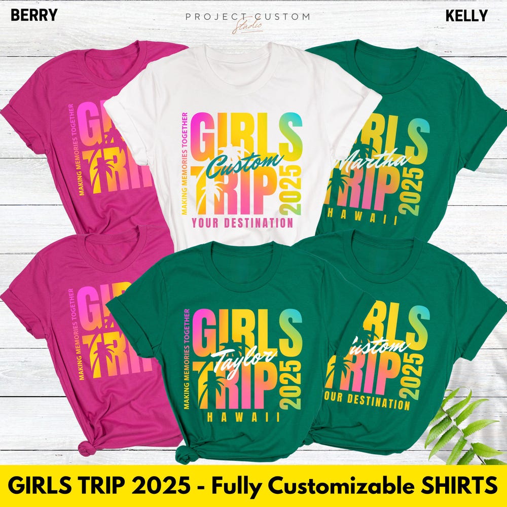 Custom Girls Trip 2025 Shirts Personalized Girl Vacation Weekend Matching Tshirts Beach Summer Vacay Mode Tees Girl Gang Group T-Shirts Gift Monstore