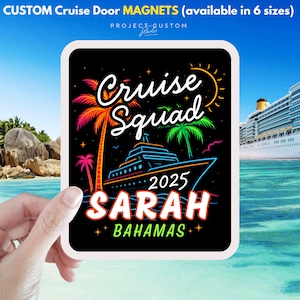 Personalized Neon Cruise Door Magnets, Custom Cruise Door Decor, Caribbean Cruise Holiday Magnet, Family Cruise Magnets Souvenir Gifts