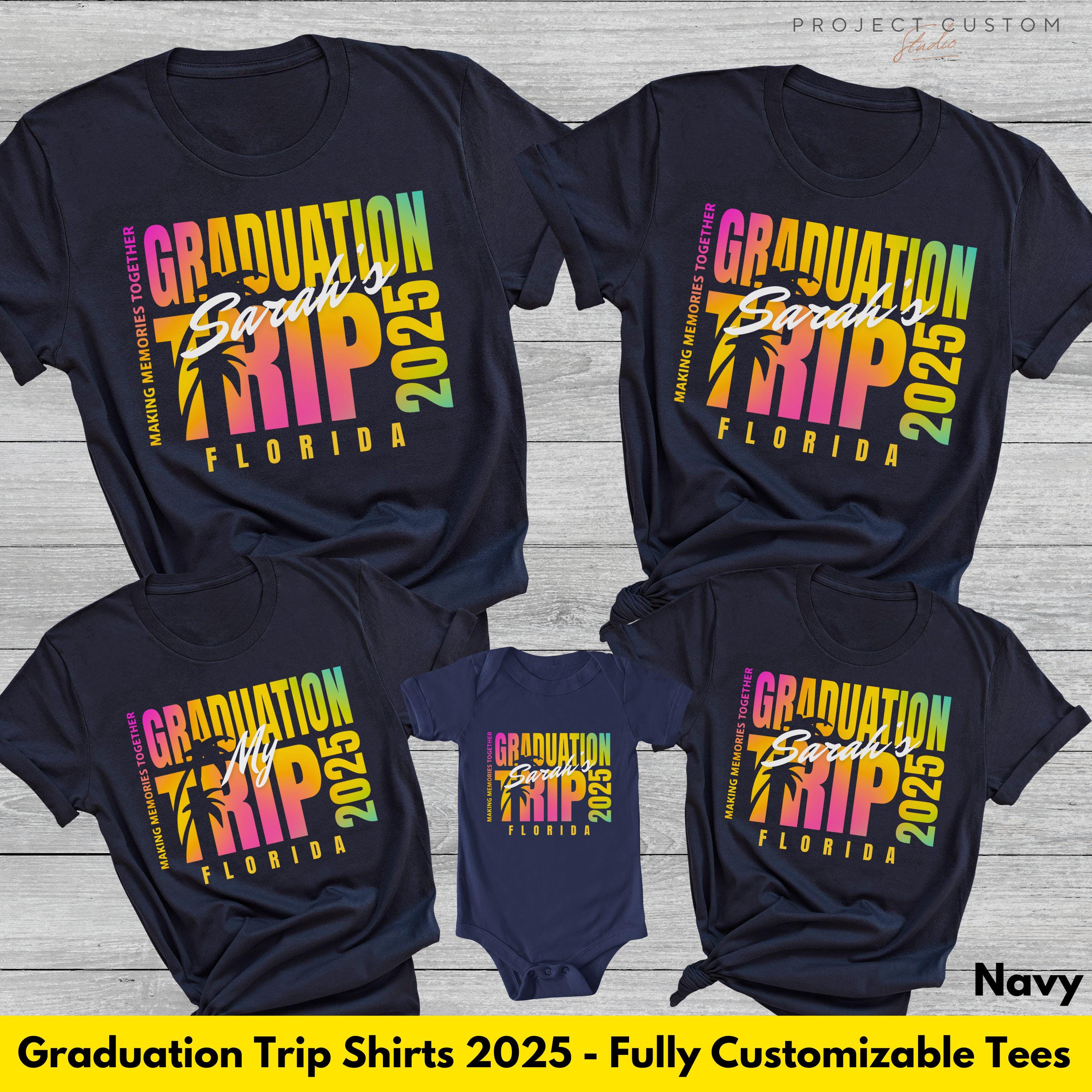 Custom Graduation Family Trip Shirts 2025 Personalized Graduate Vacation Matching Tshirts Beach Summer Vacay Tees Group T-shirts Grad Gift