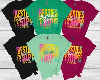 Custom Girls Trip 2026 Shirts Personalized Besties Trip Shirts Girl Vacation Weekend Matching Tees Beach Summer Vacay Group T-shirt Gifts