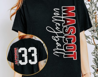 Custom Volleyball Shirt: Front & Back Volleyball Mom Shirt, Personalized Volleyball Cheer Matching Shirts, High School Mascot Tshirt Gift