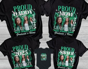 Proud Mom of a 2025 Graduate Shirt With Custom Photo, Family Matching Graduation Tshirts, Graduation Party Gift, Senior Class of 2025 Tees