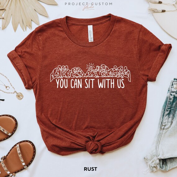 Jesus Sweatshirt Christian Crewneck Worship Shirt Apparel Kindness Faith Based Tshirt You Can Sit With Us Scripture Tee Pastor Wife Gift YS1