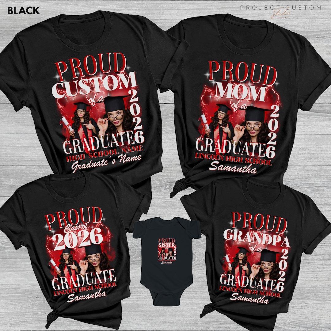 Proud Mom of a 2026 Graduate Shirt With Custom Photo, Family Matching ...