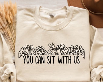 Jesus Sweatshirt Christian Crewneck Worship Shirt Apparel, Kindness Faith Based Tshirt, You Can Sit With Us Scripture Tee, Pastors Wife Gift