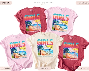 Custom Funny Girls Trip 2026 Shirts Personalized Girl Vacation Weekend Matching Tshirts Beach Summer Vacay Tee Girl Gang Group T-shirts Gift