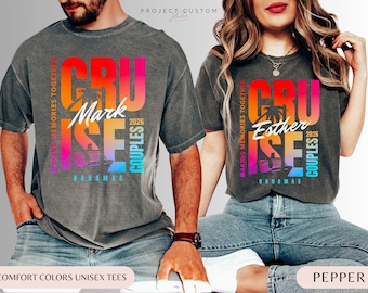 Camisetas personalizadas para parejas de cruceros 2026: camisetas personalizadas para aniversarios de cruceros, camisetas a juego para lunas de miel y cruceros por el Caribe.