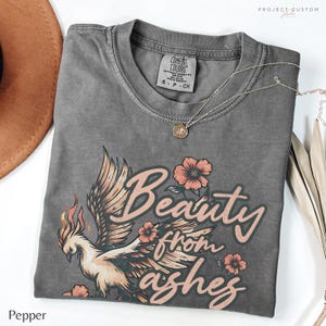 Boho Christian Shirt Beauty From Ashes Christian Clothing Church Worship Jesus Tshirt Religious Gift Sisters In Christ Phoenix Bird Tee BFA2